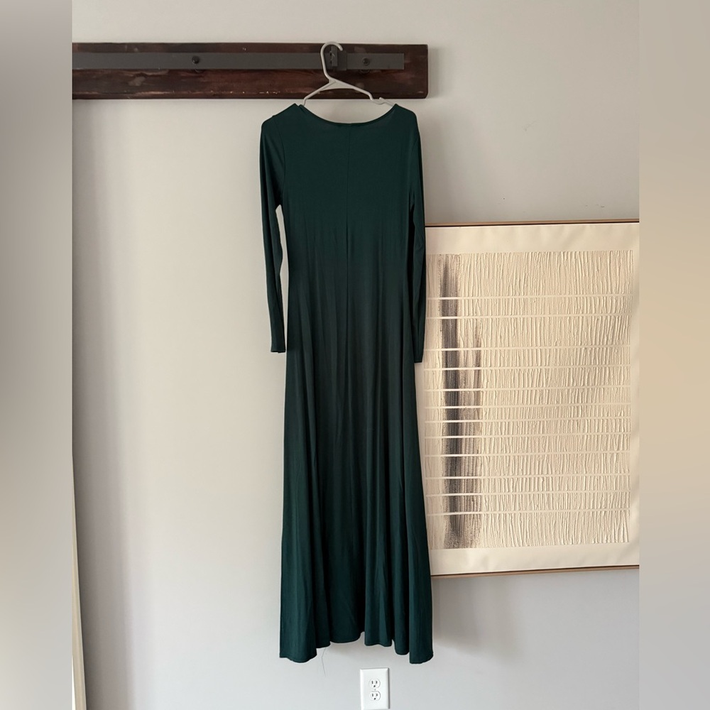 Lulus - Swept Away Forest Green Long Dress -
Size Medium